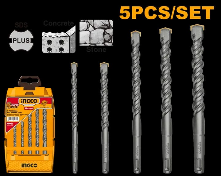 5 Pcs SDS plus Hammer drills bits set
