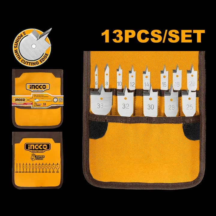 13 Pcs flat wood drill bits set