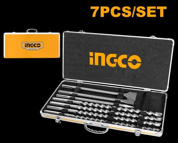 7 Pcs SDS max hammer drill bit and chisel set