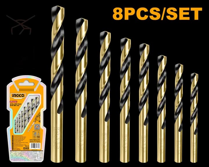 8 Pcs HSS twist drill bits set