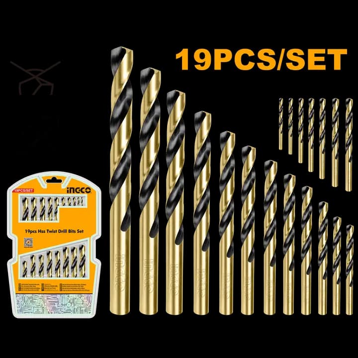 طقم لقم ثقب حلزونية HSS 19 قطعة