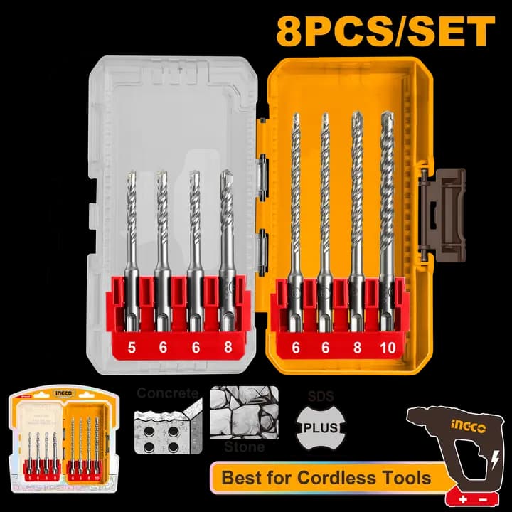 8 Pcs SDS plus hammer drill bits set