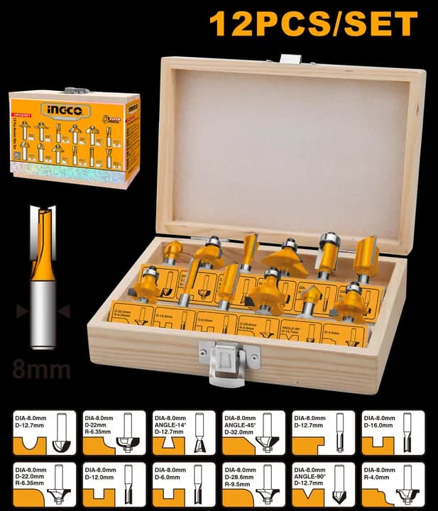 12 Pcs router bits set