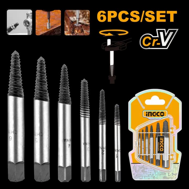 6 Pcs screw extractor set