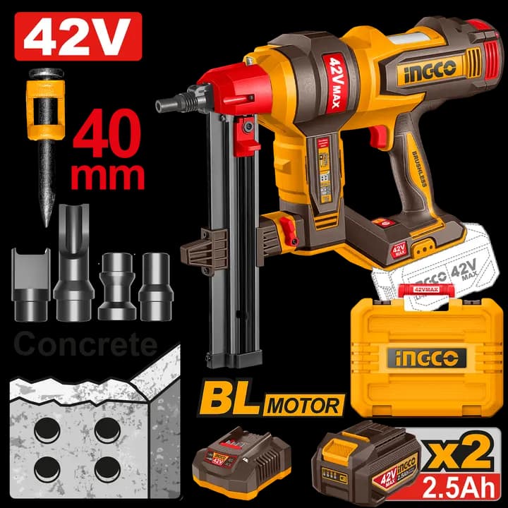 Cordless concrete nailer