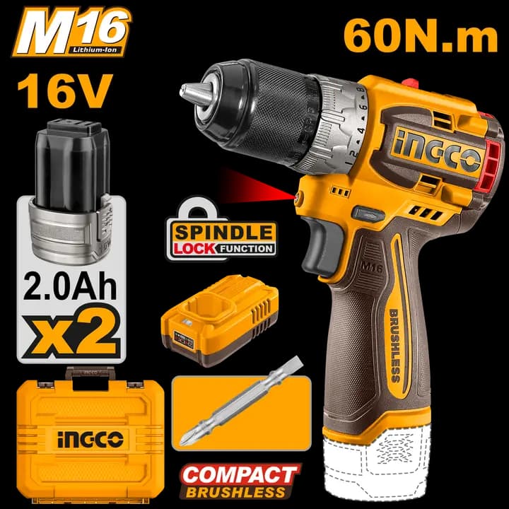 Compact brushless cordless drill
