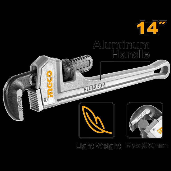 Aluminum handle pipe wrench