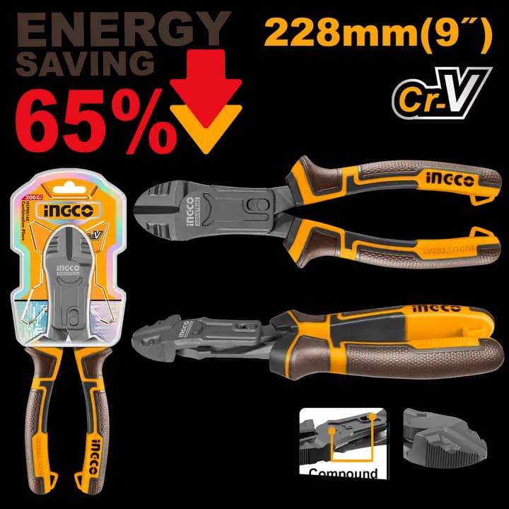Compound action diagonal cutting pliers