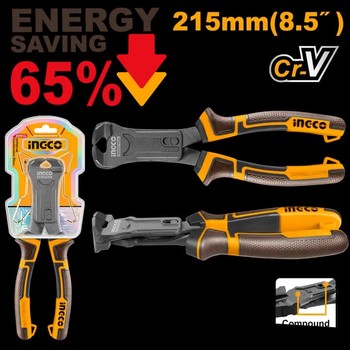Compound action end cutting pliers