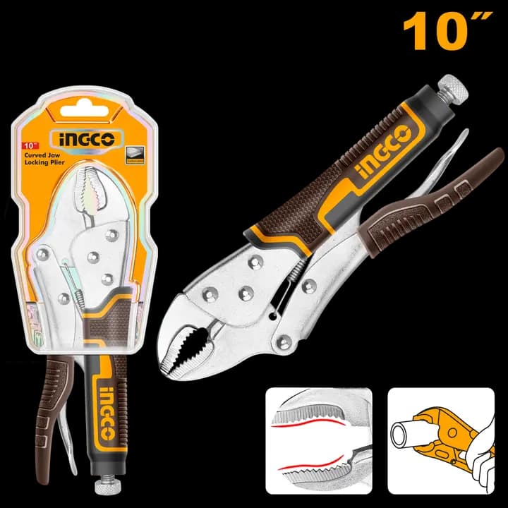 Curved jaw locking plier