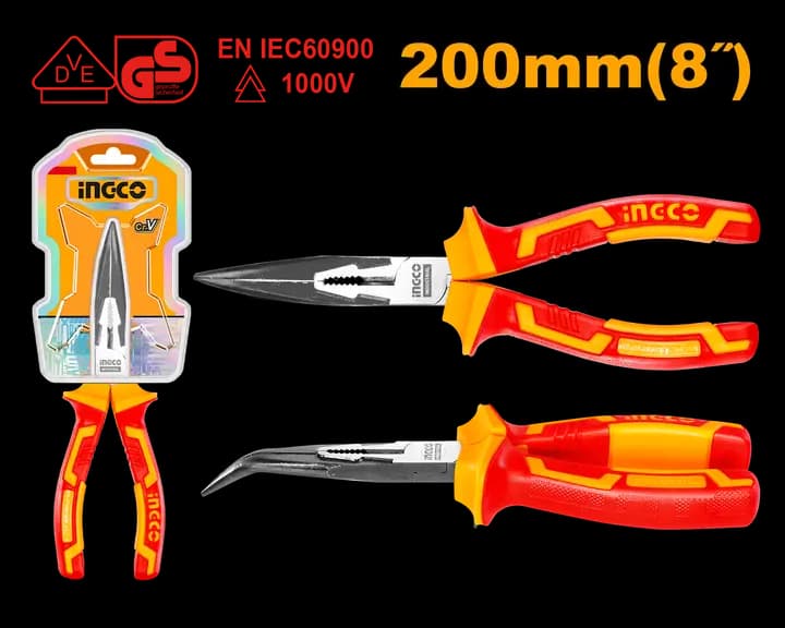 Insulated bent nose pliers
