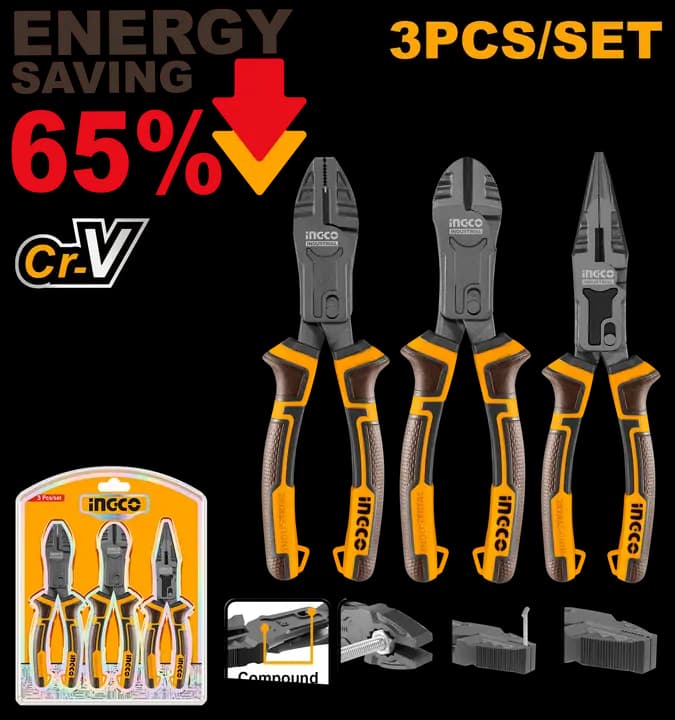 3 Pcs compound action pliers set