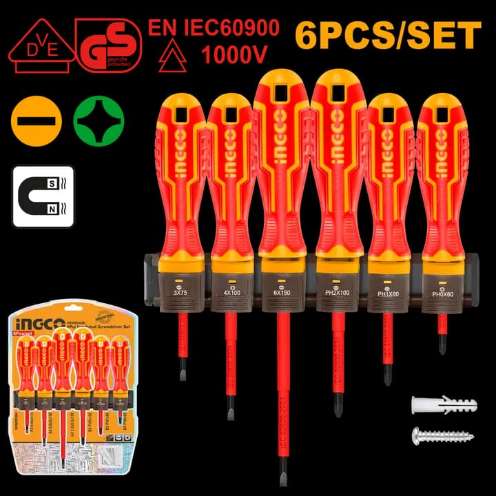 6 Pcs insulated screwdriver set
