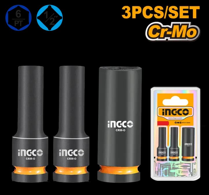 طقم بكسات صدم عميقة 1/2" 3 قطع