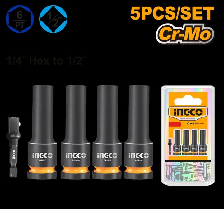 طقم بكسات صدم عميقة 1/2" 5 قطع