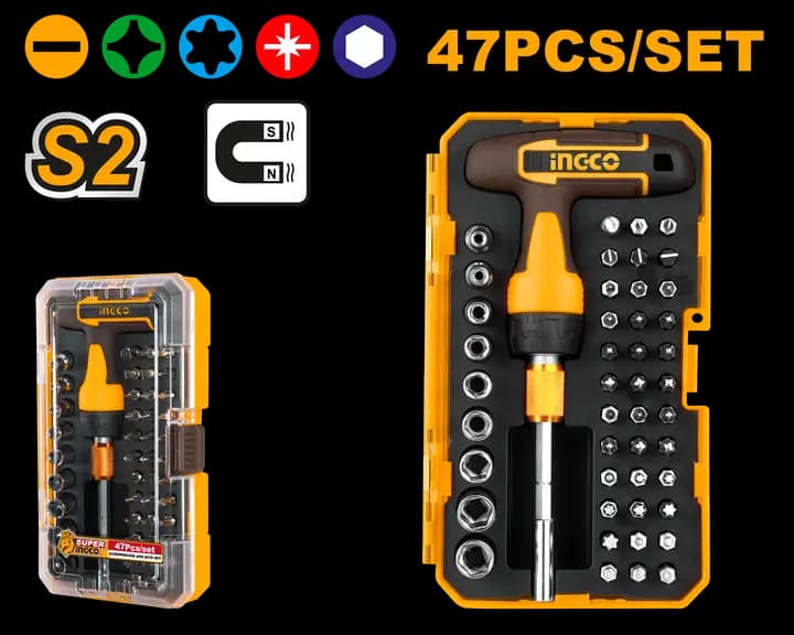 47 Pcs t-handle wrench screwdriver set