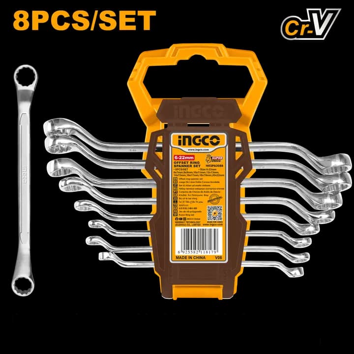 8Pcs Offset ring spanner set