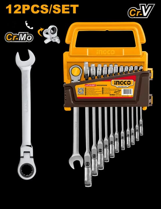 12pcs Flexible Ratchet Spanner Set