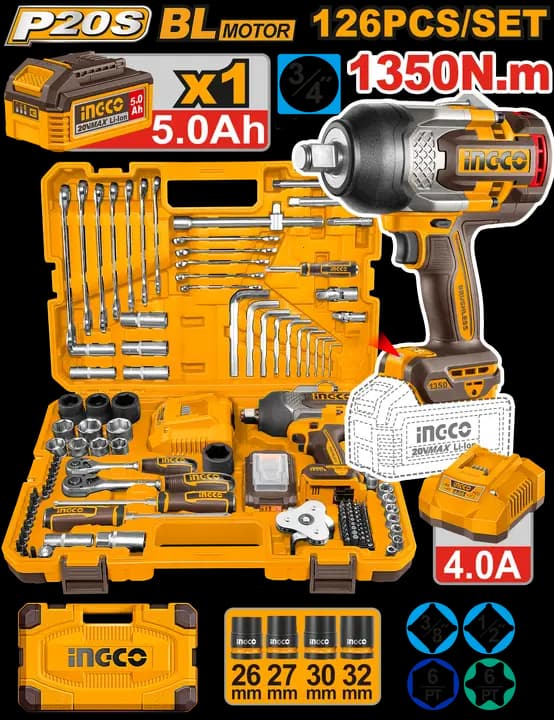 126 Pcs Cordless impact wrench tools set
