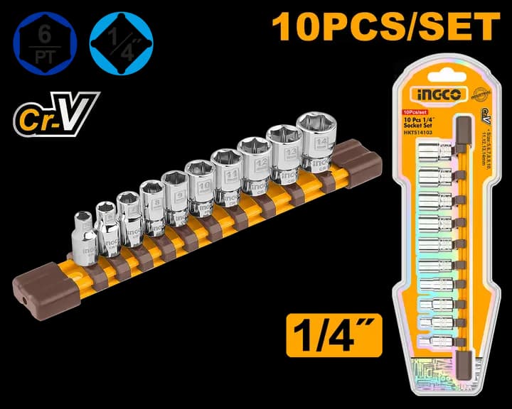 10 Pcs 1/4" socket set