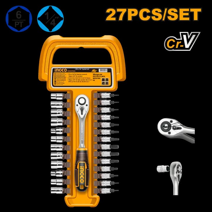 27 Pcs 1/4" socket set