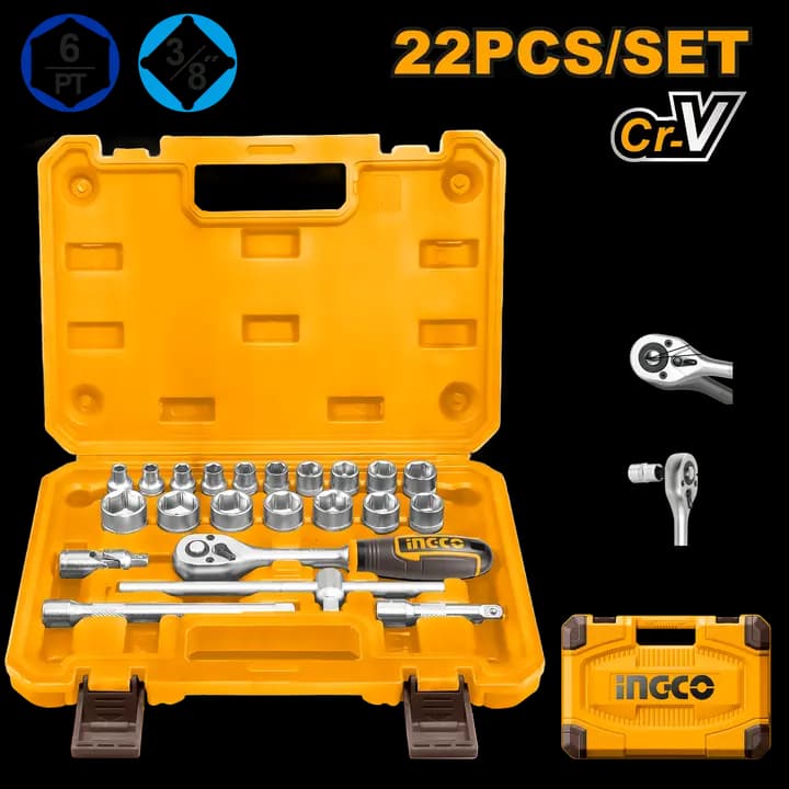 22 Pcs 3/8" socket set