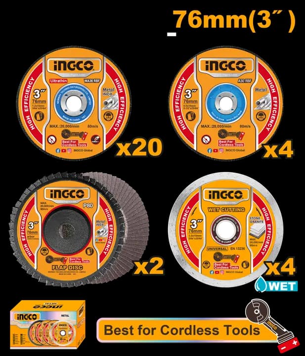 Cutting and grinding disc set