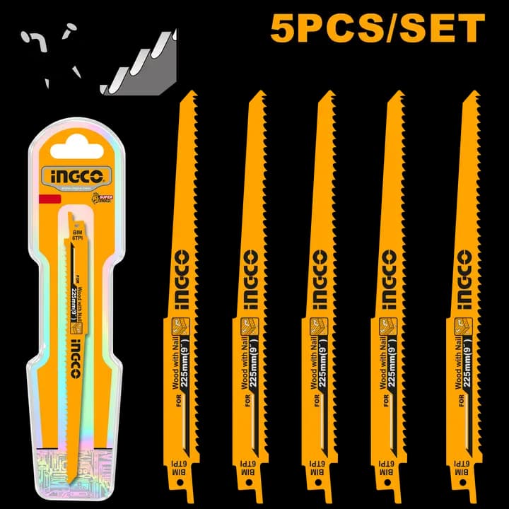 Reciprocating saw blades for wood with nail