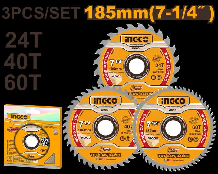 طقم شفرات منشار TCT (3 قطع/طقم)